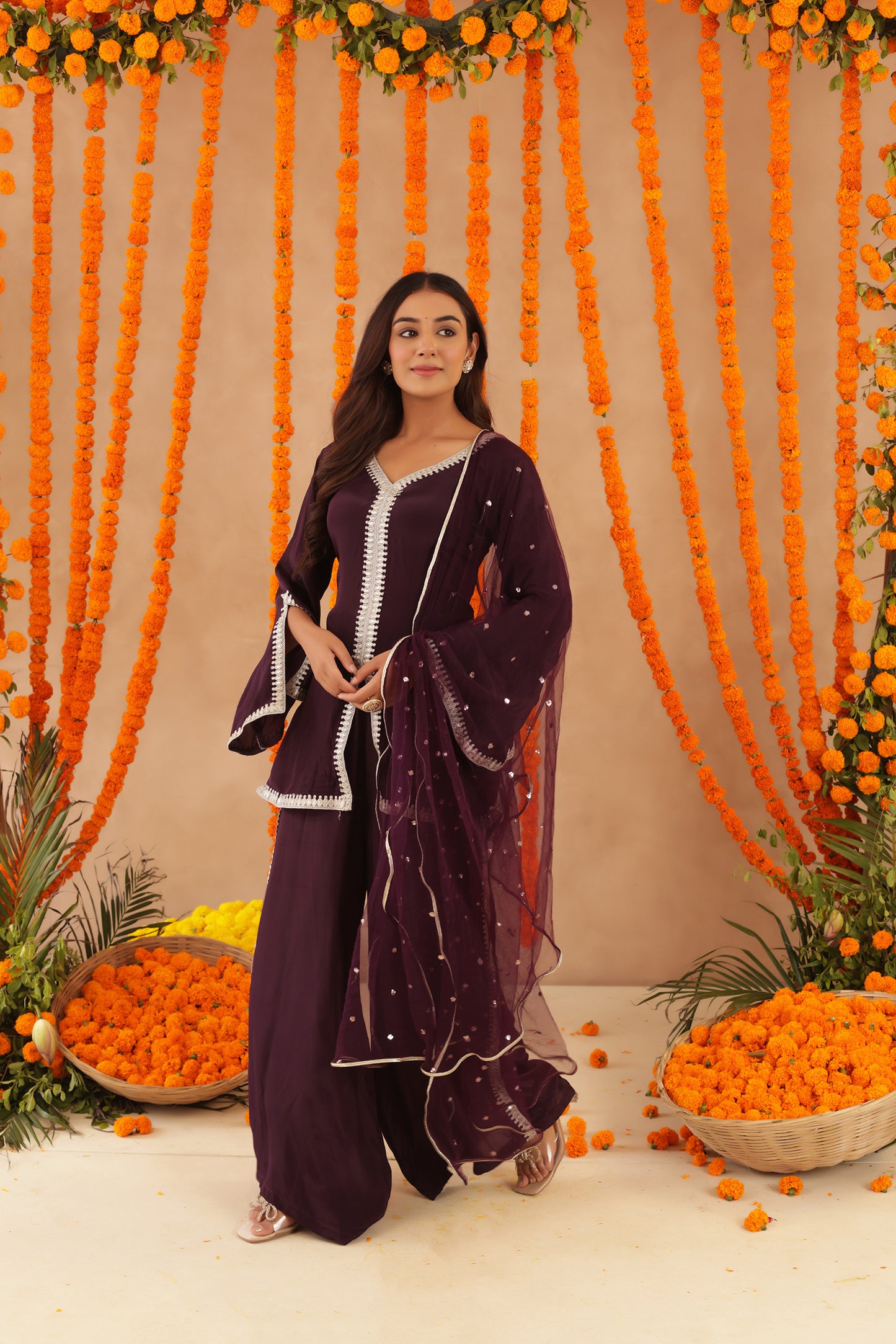 ZEHRA WINE PURPLE COORD SET