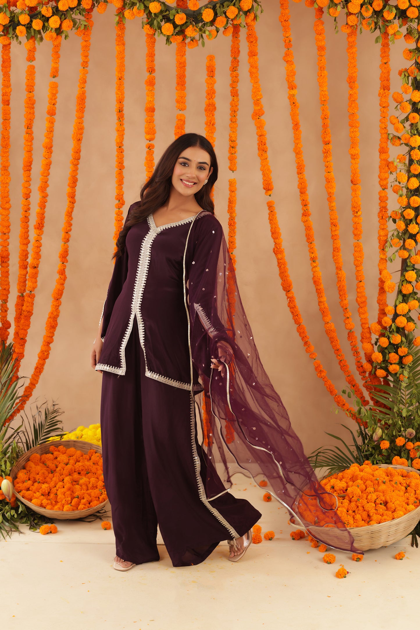 ZEHRA WINE PURPLE COORD SET