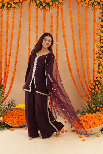 ZEHRA WINE PURPLE COORD SET