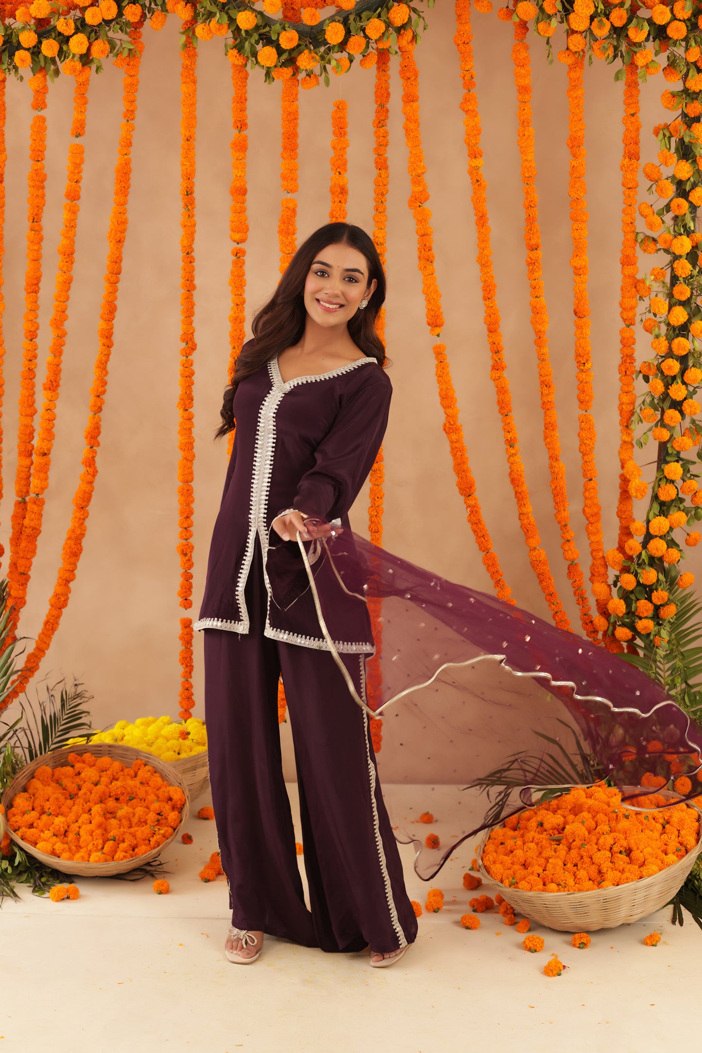 ZEHRA WINE PURPLE COORD SET