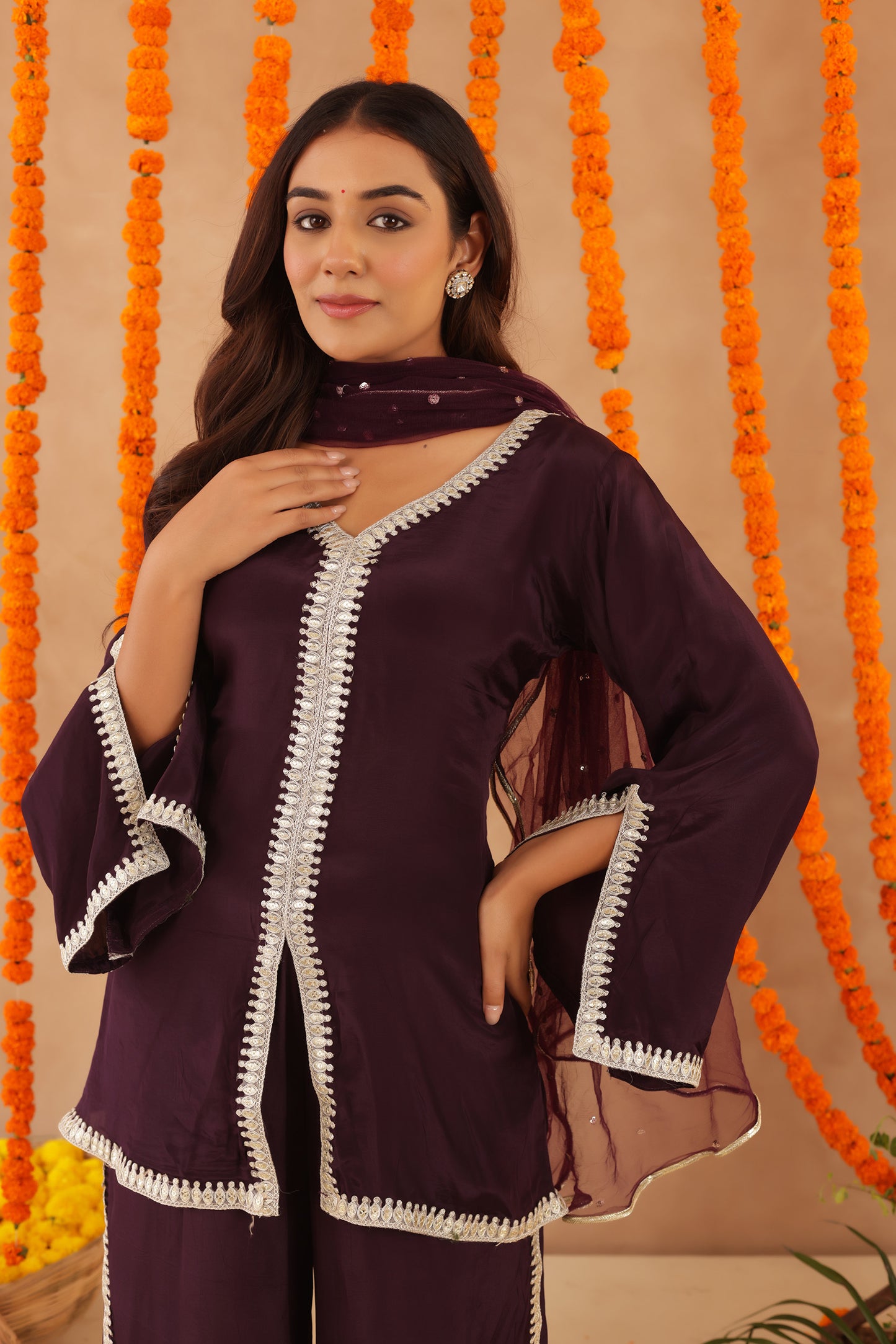 ZEHRA WINE PURPLE COORD SET