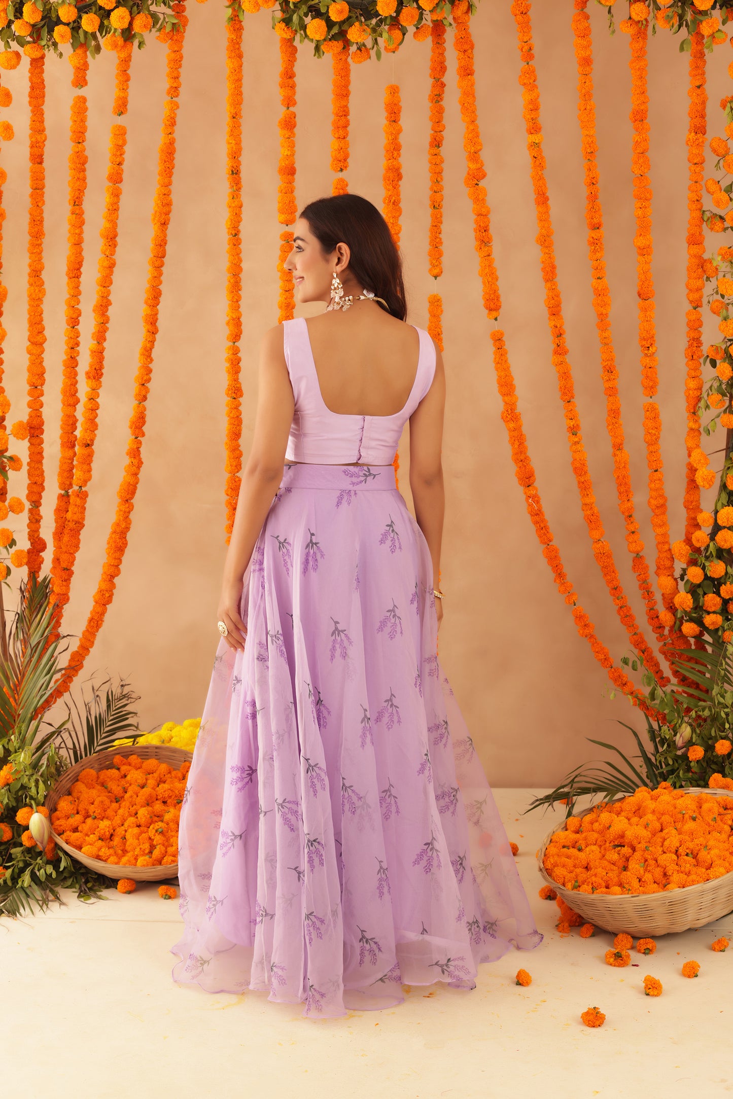 SOMA LAVENDAR ORGANZA LEHENGA SET