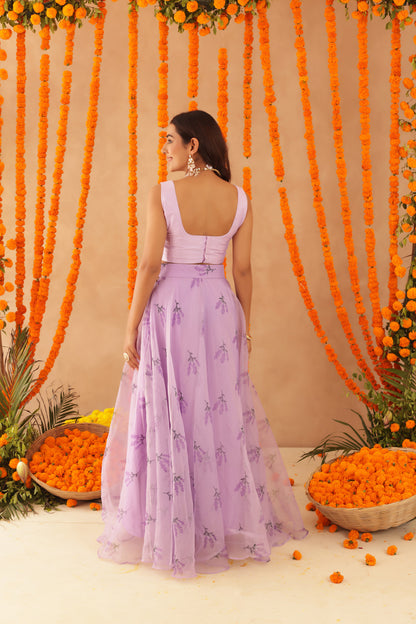 SOMA LAVENDAR ORGANZA LEHENGA SET