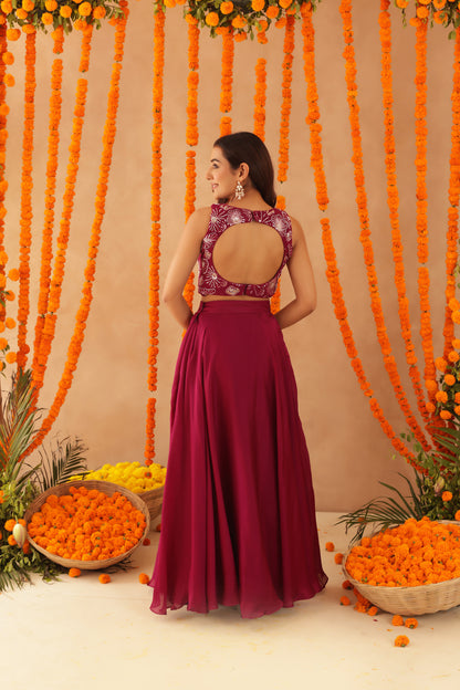 SAISHA CHERRY PINK DETAILED LEHENGA