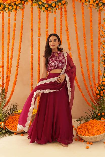 SAISHA CHERRY PINK DETAILED LEHENGA