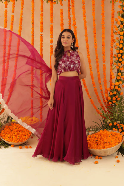 SAISHA CHERRY PINK DETAILED LEHENGA