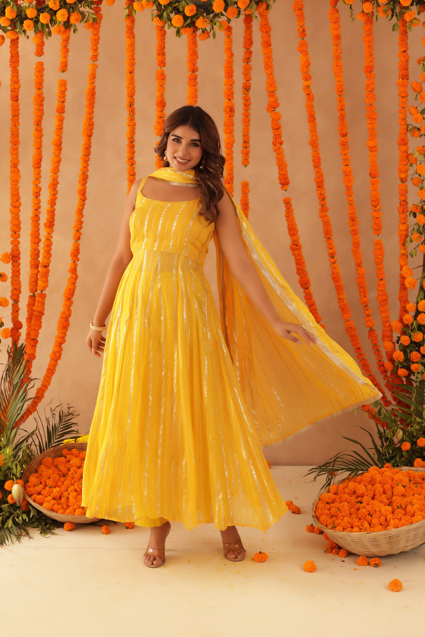 SHAYLA WHITE LURIX ANARKALI SET