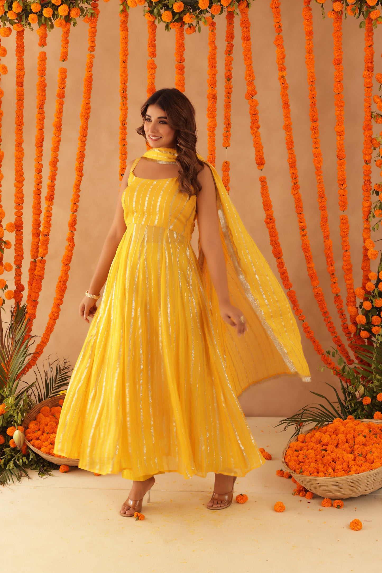 SHAYLA WHITE LURIX ANARKALI SET