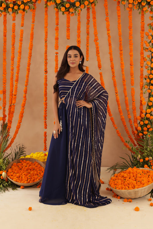 BAANI NAVY BLUE LURIX FUSION SET