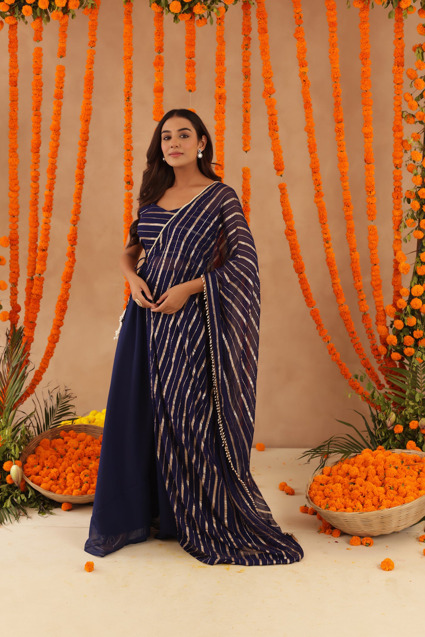 BAANI NAVY BLUE LURIX FUSION SET