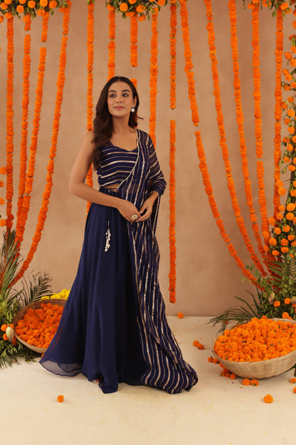 BAANI NAVY BLUE LURIX FUSION SET