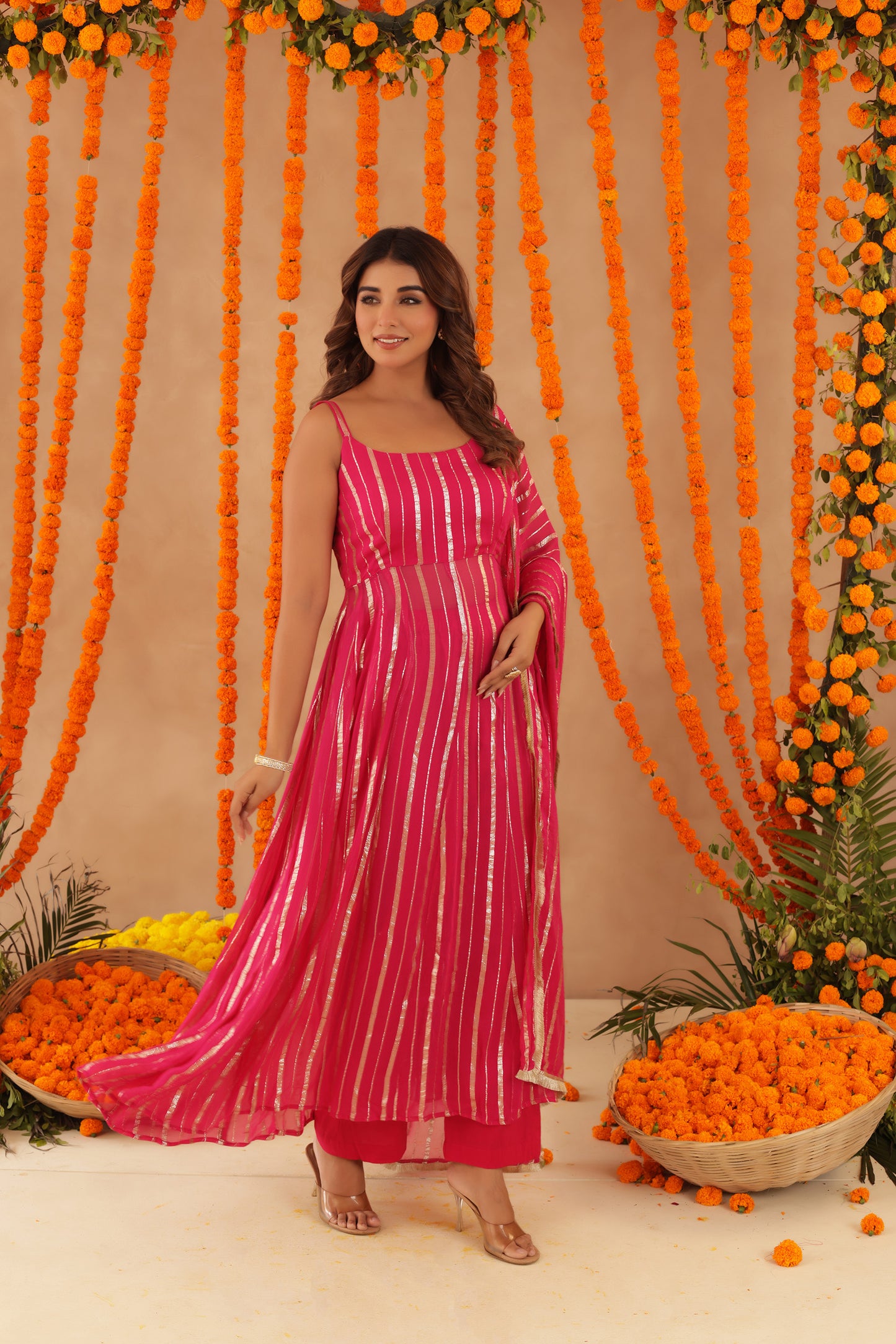 SHAYLA WHITE LURIX ANARKALI SET
