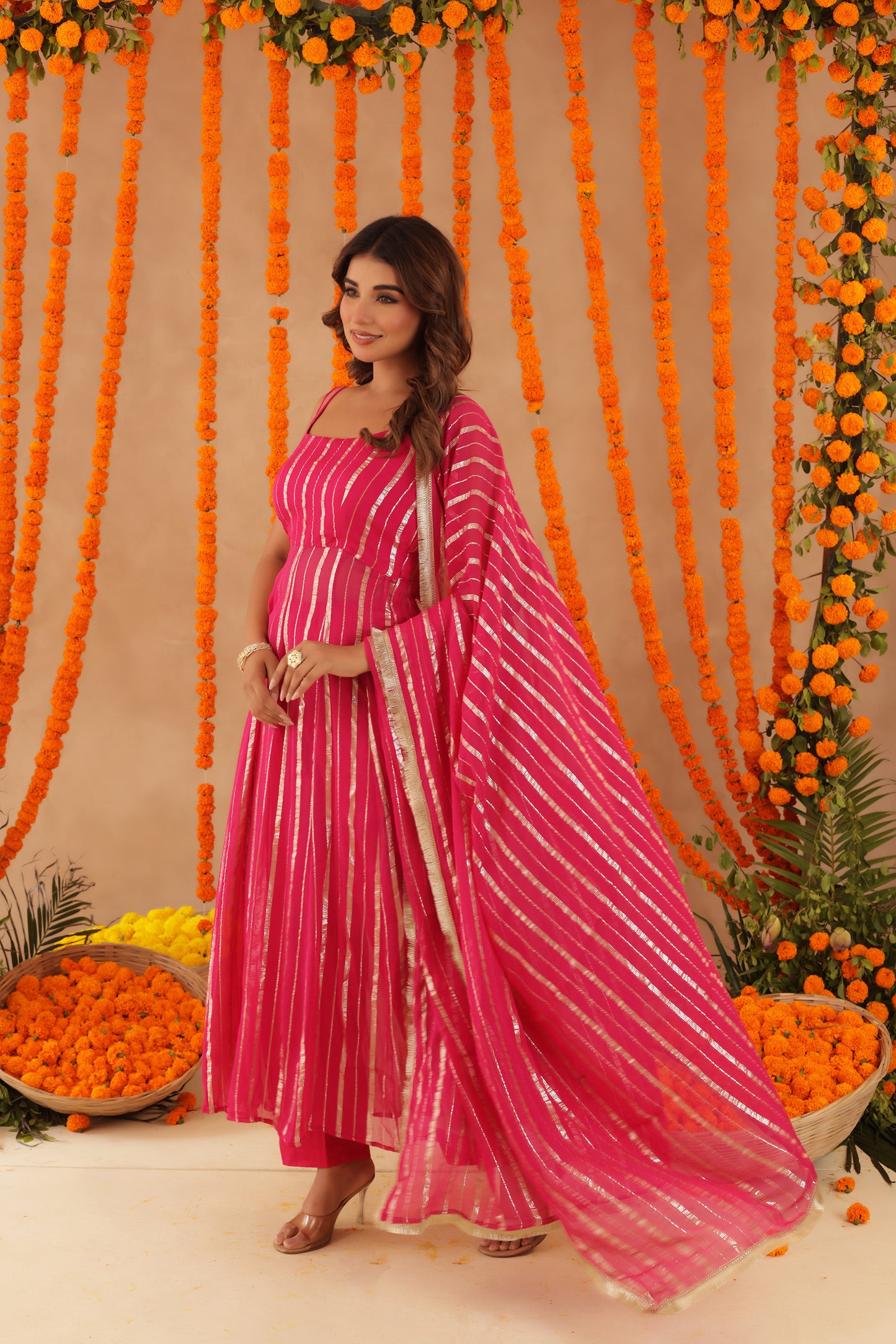 SHAYLA WHITE LURIX ANARKALI SET