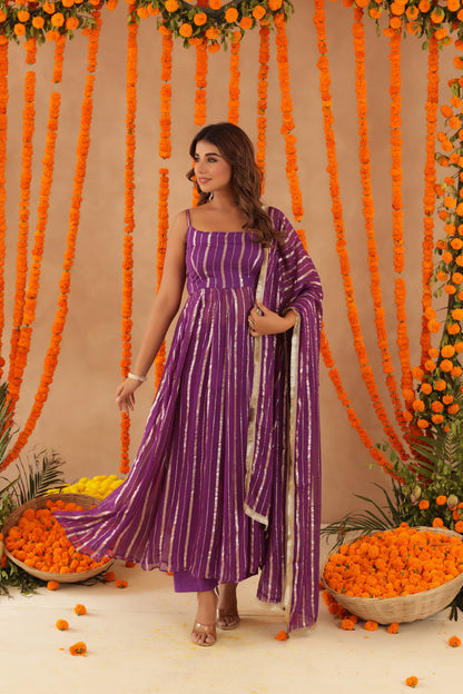SHAYLA WHITE LURIX ANARKALI SET