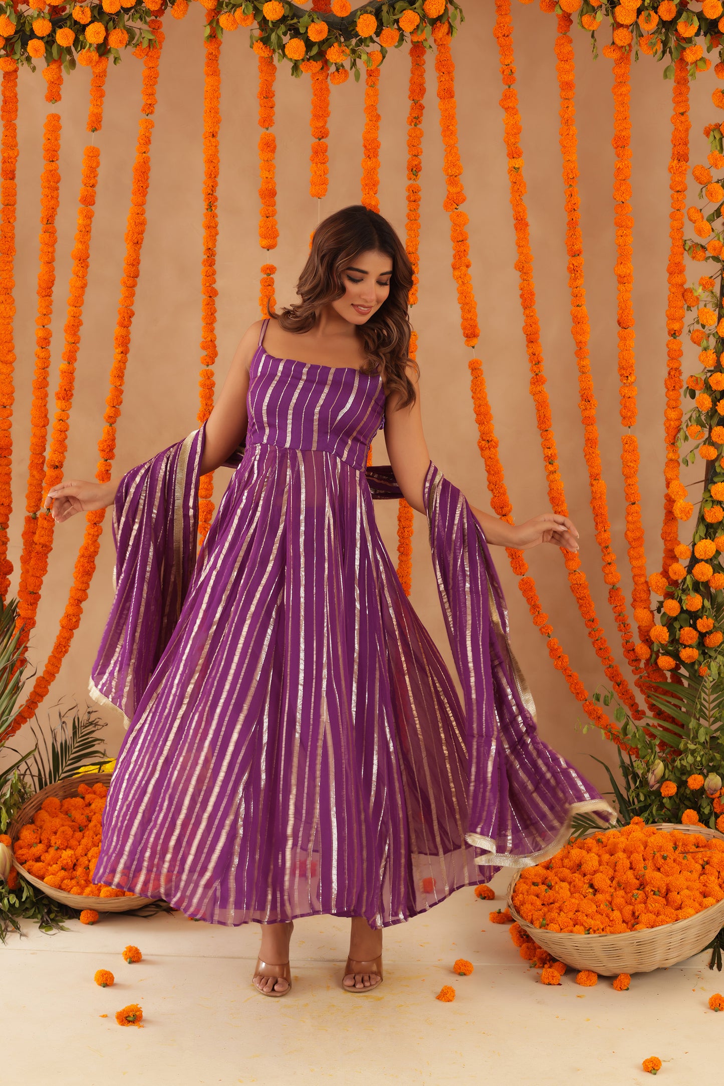 SHAYLA WHITE LURIX ANARKALI SET