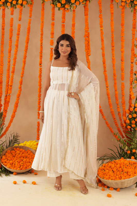 SHAYLA WHITE LURIX ANARKALI SET