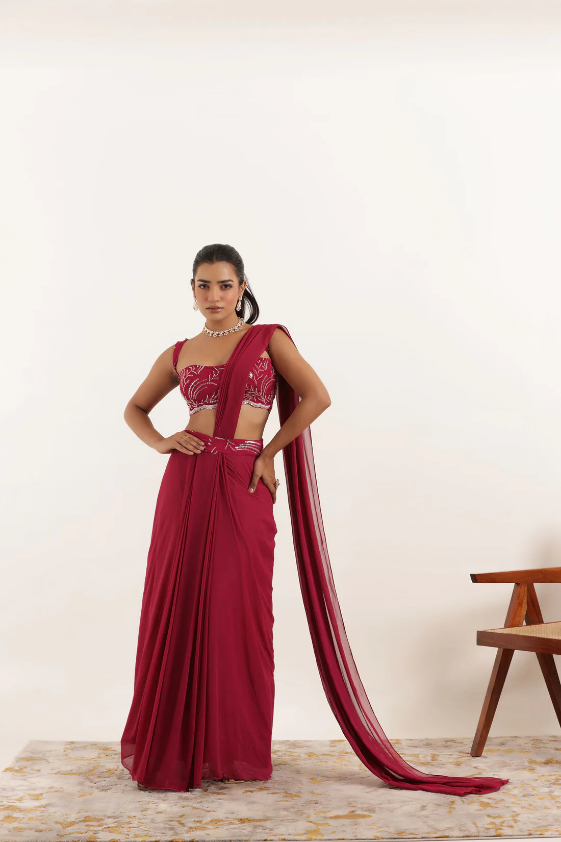 AASHVI BROWN PRE DRPAED SAREE Deasha India