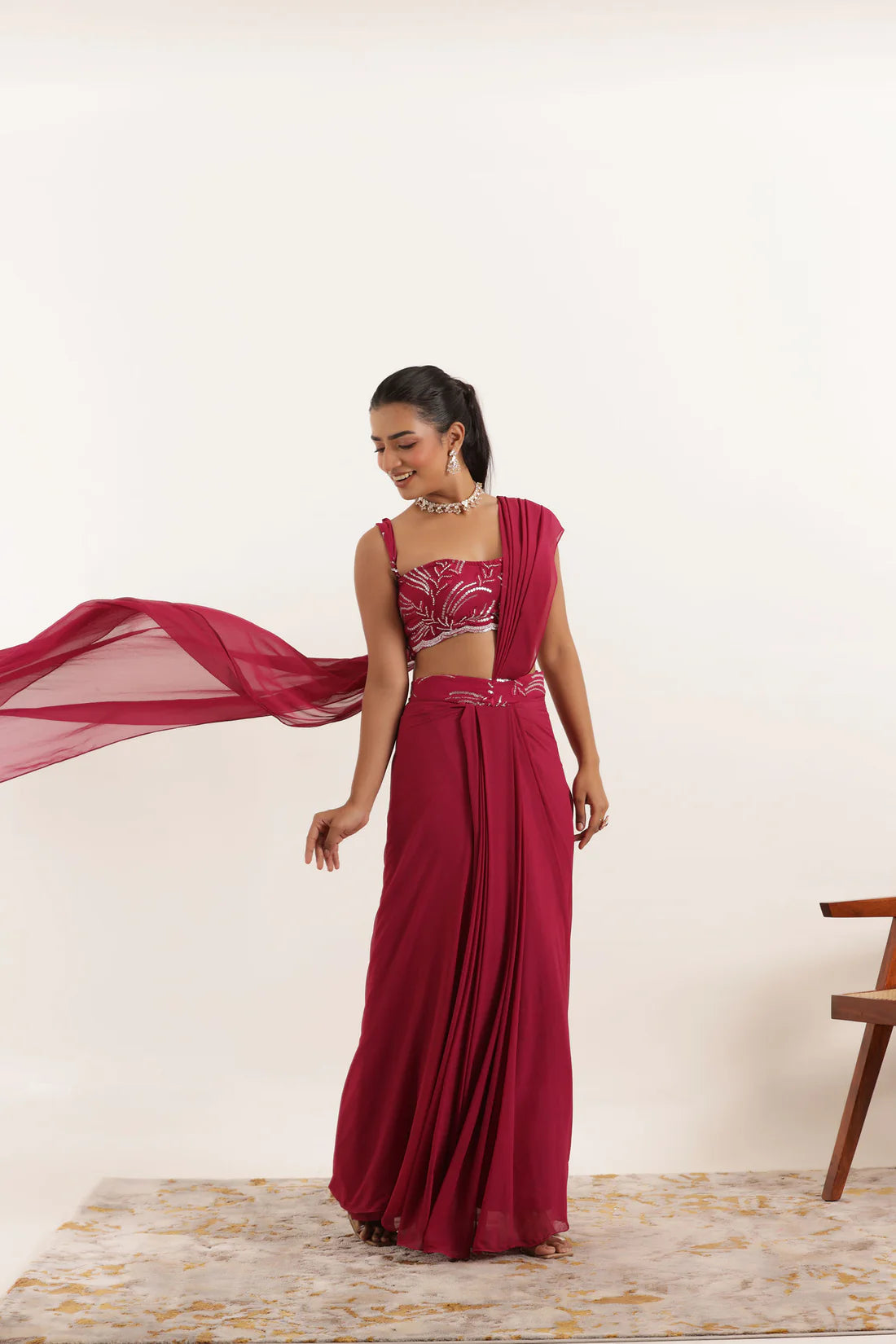 AASHVI BROWN PRE DRPAED SAREE Deasha India