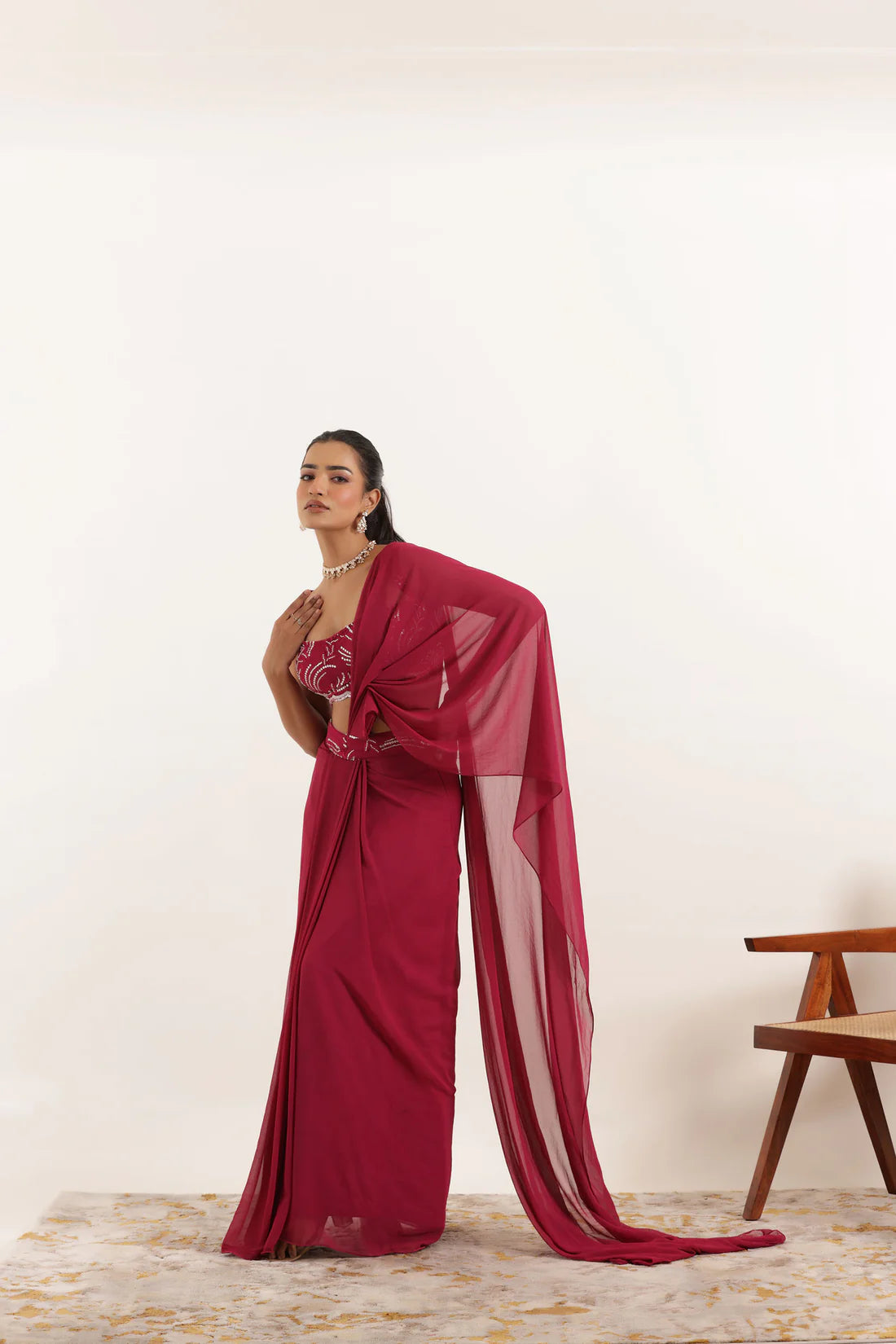 AASHVI BROWN PRE DRPAED SAREE Deasha India