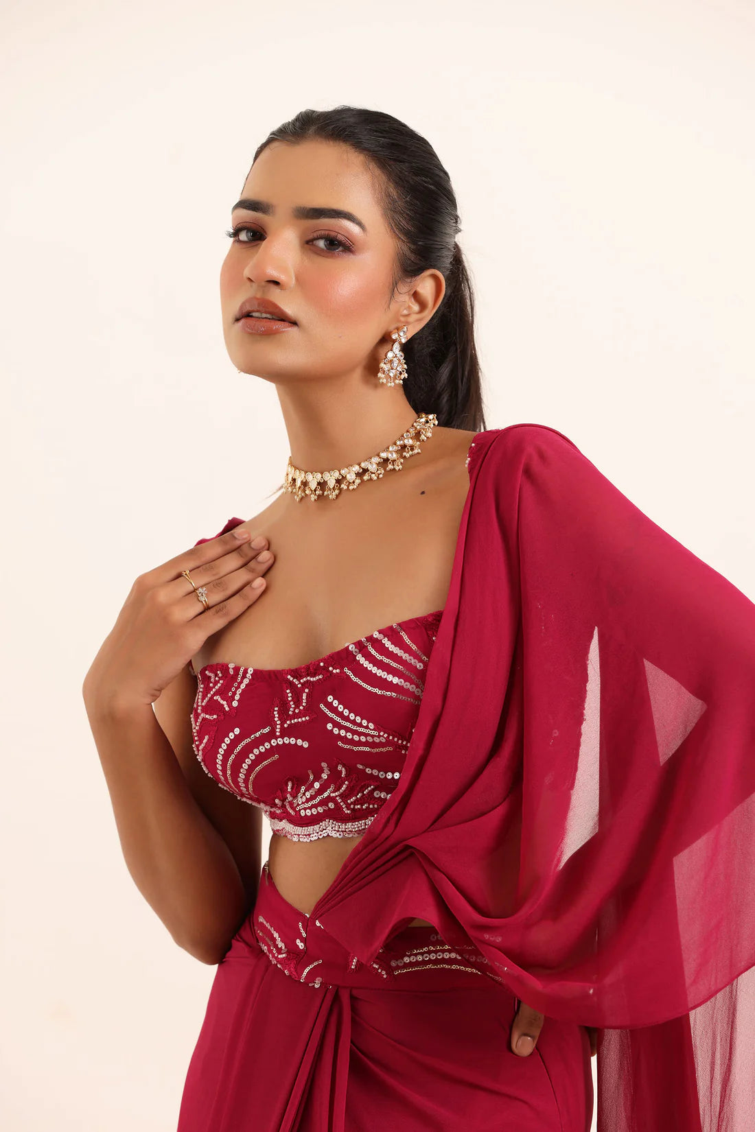 AASHVI BROWN PRE DRPAED SAREE Deasha India