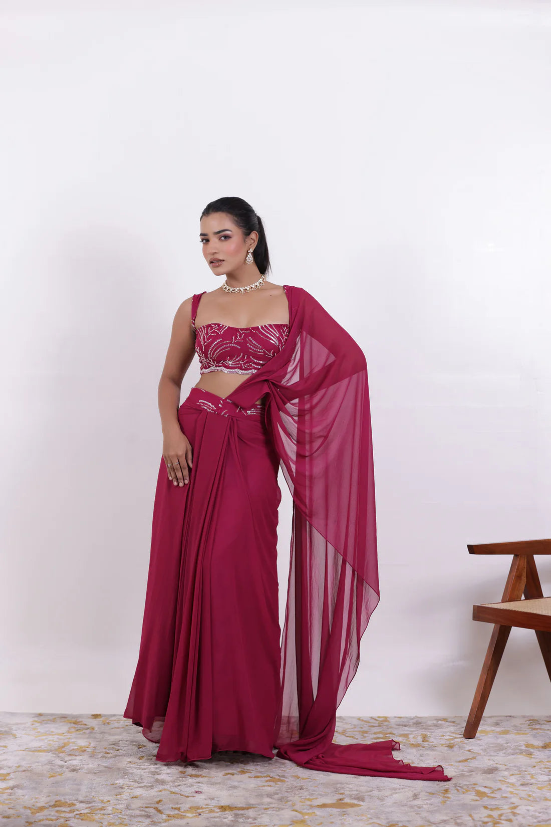 AASHVI BROWN PRE DRPAED SAREE Deasha India