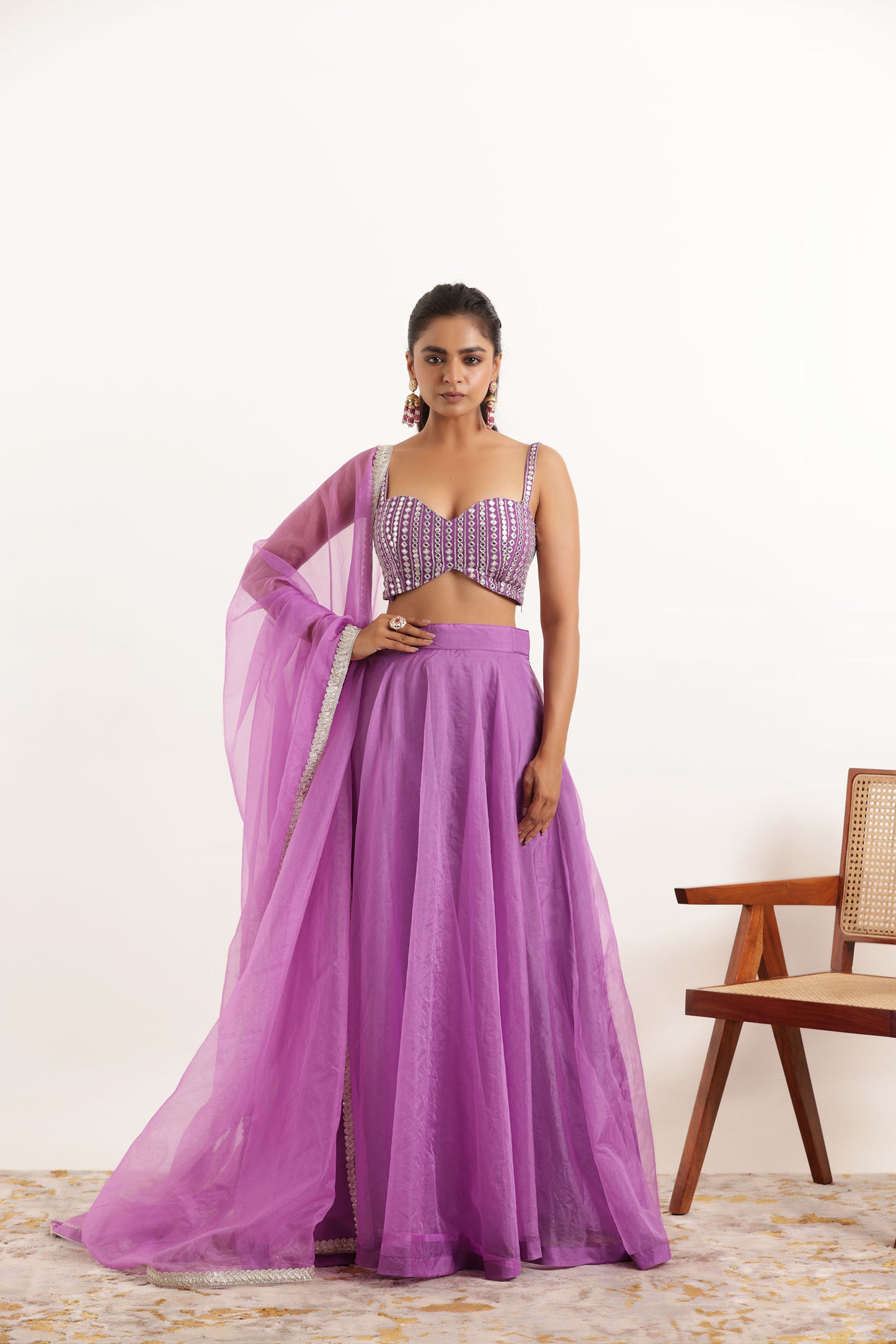 AAHANA LAVENDER DETAILED ORGANZA LEHENGA SET