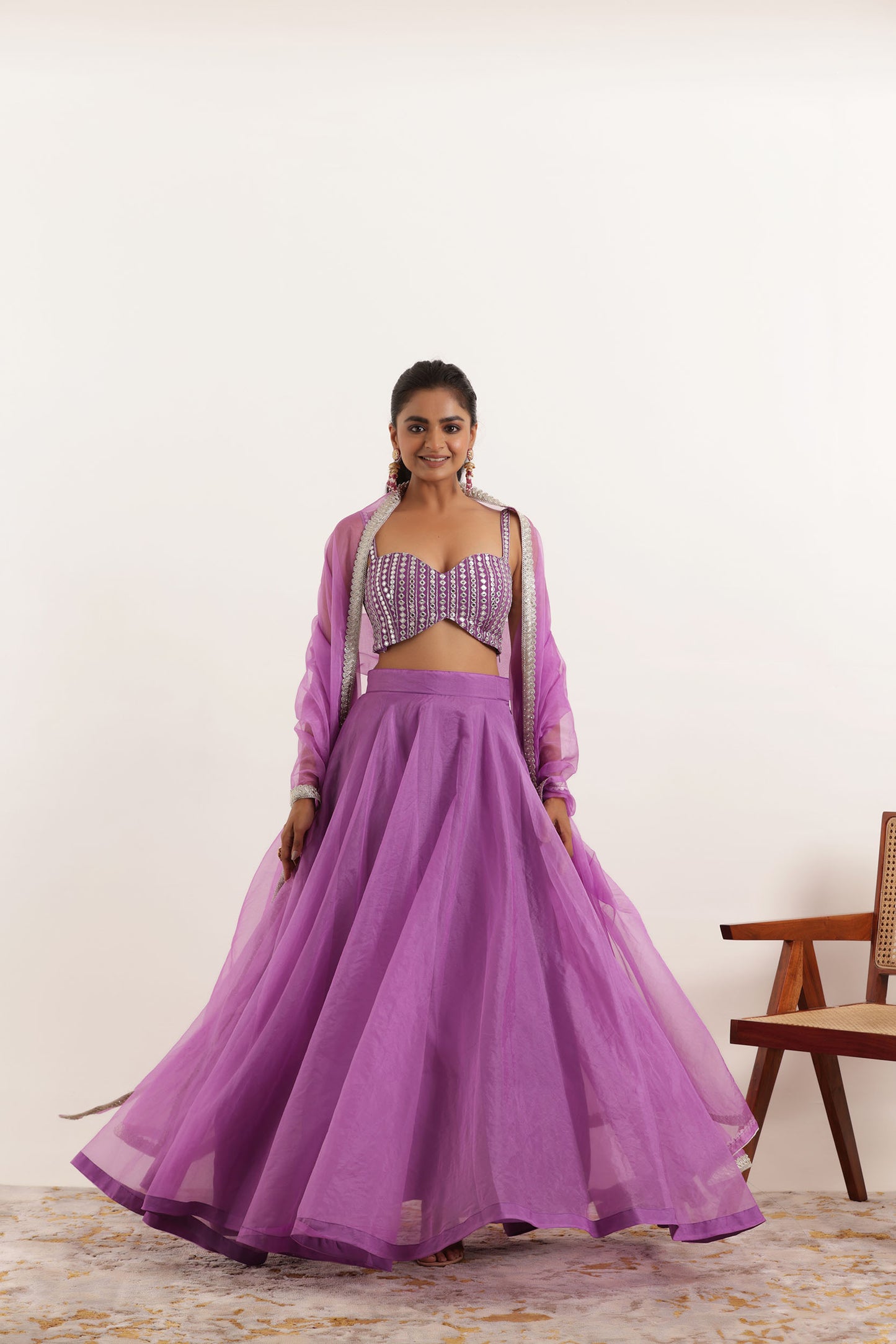 AAHANA LAVENDER DETAILED ORGANZA LEHENGA SET