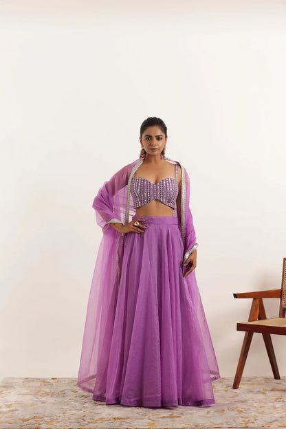 ASHA MYSTIC MAROON DETAILED LEHENGA SET