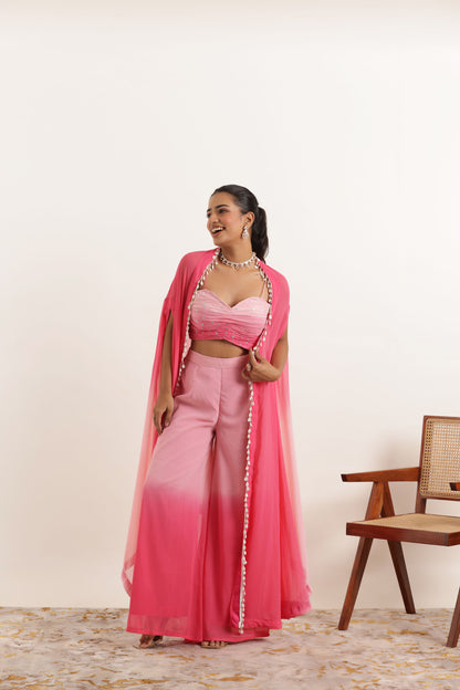 AMAYA PINK OMBRE DETAILED FUSION SET Deasha India