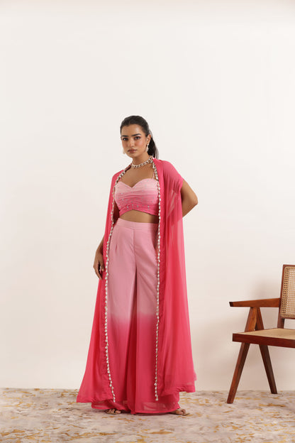 AMAYA PINK OMBRE DETAILED FUSION SET Deasha India