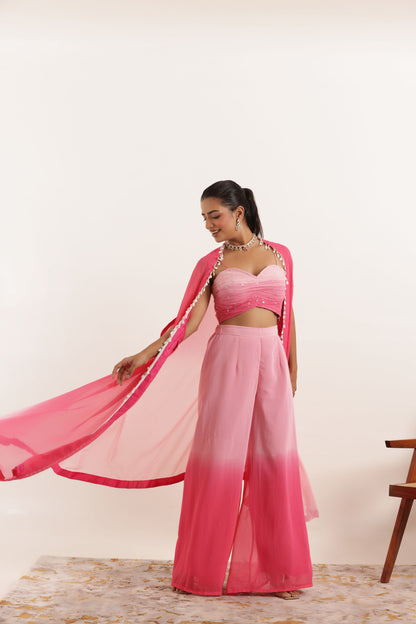 AMAYA PINK OMBRE DETAILED FUSION SET Deasha India