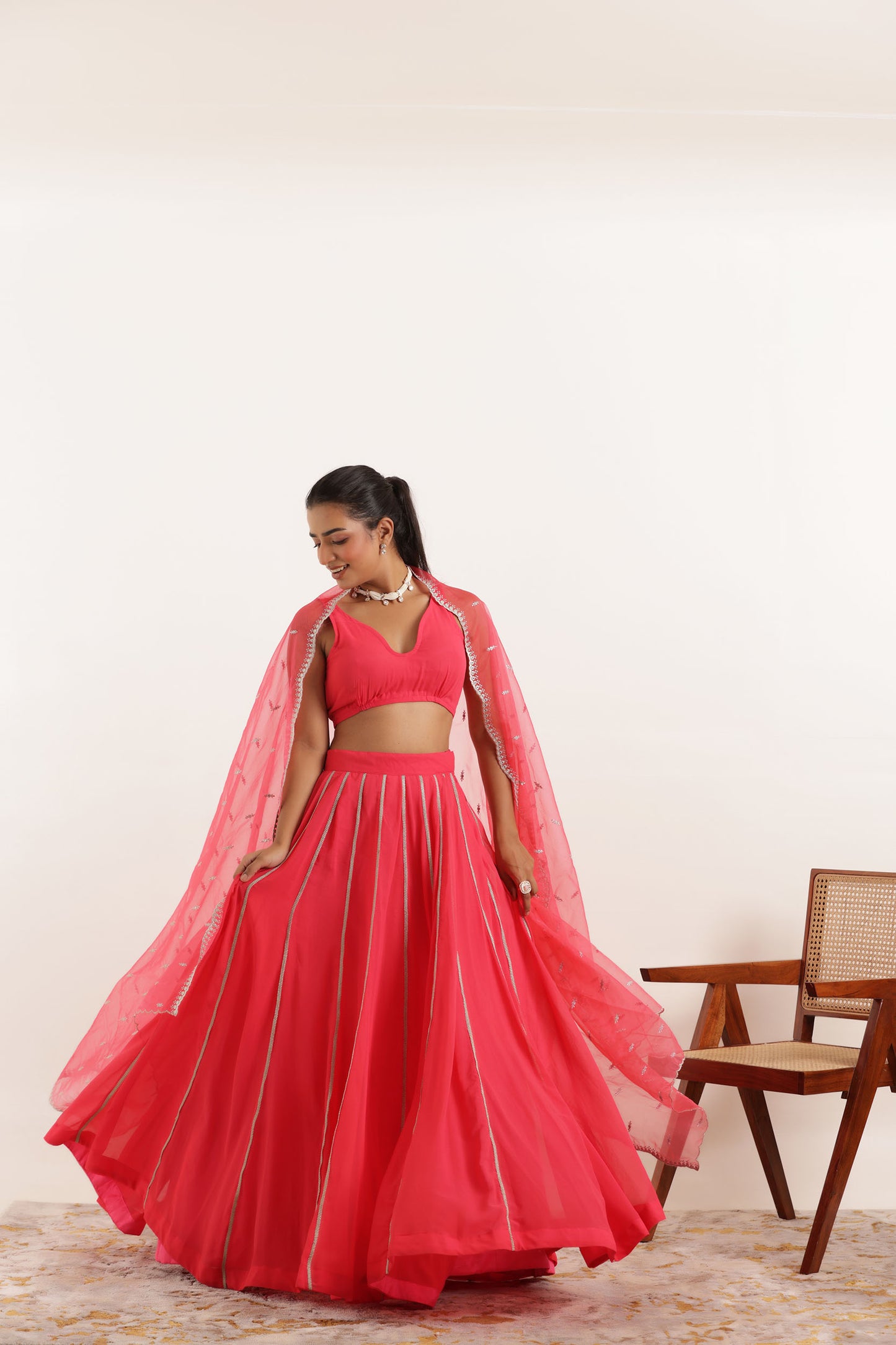 AYANA FIERY ROSE DETAILED LEHENGA SET