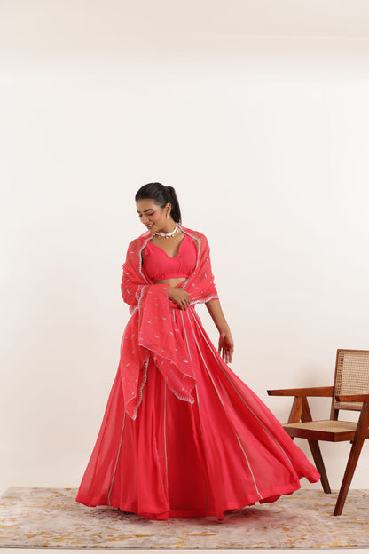 AYANA FIERY ROSE DETAILED LEHENGA SET