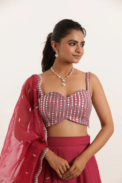 AAROHI HOT PINK DETAILED LEHENAG SET Deasha India