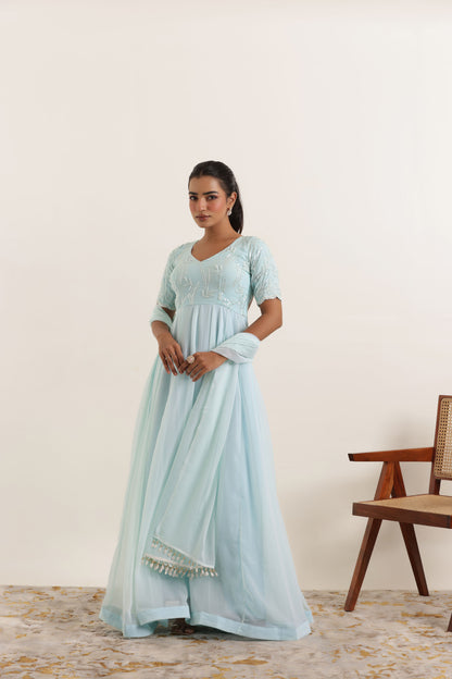 AAVYA LIGHT TURQUOISE ANARKALI SET