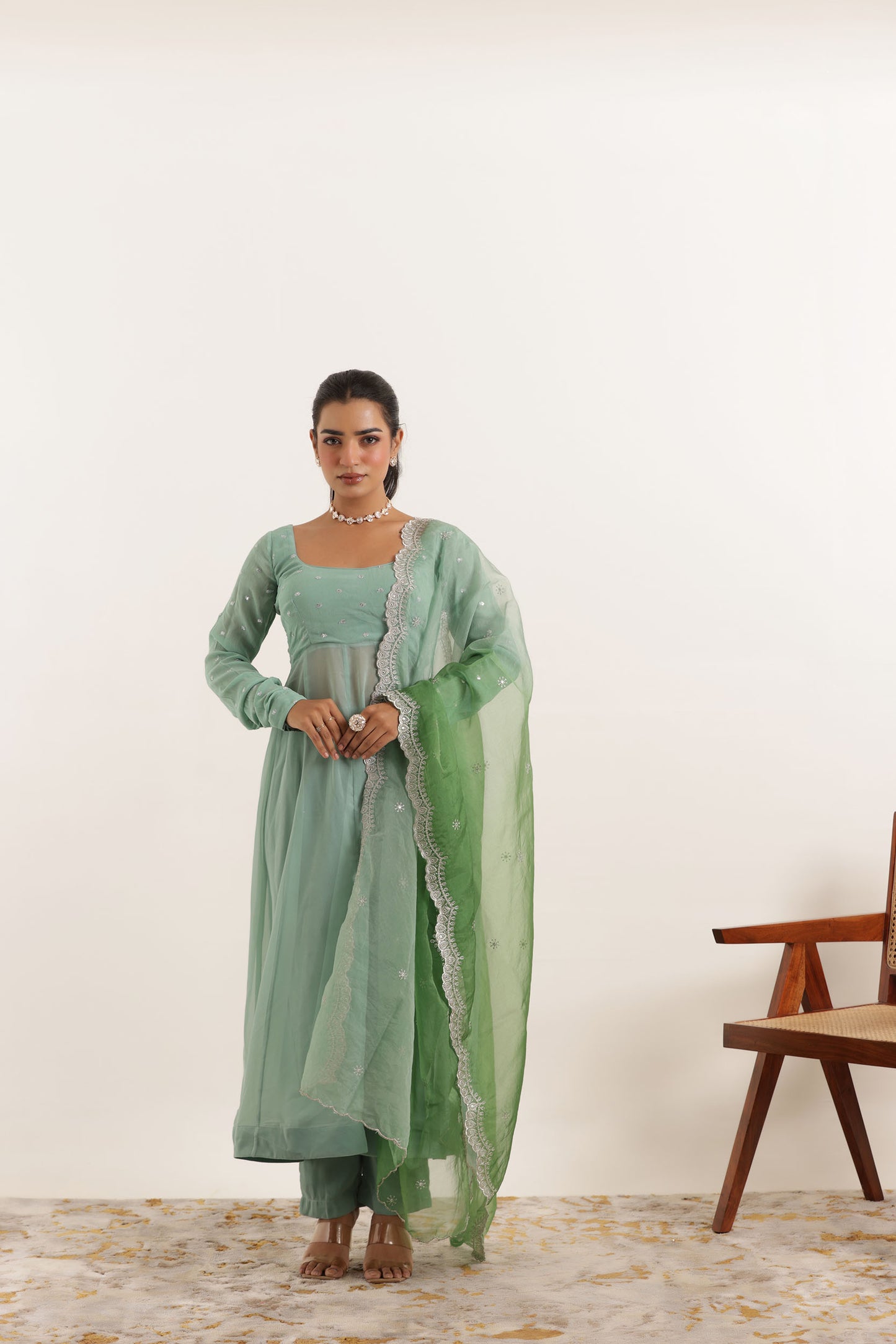 AARINI TURQUOISE ANARKALI SET