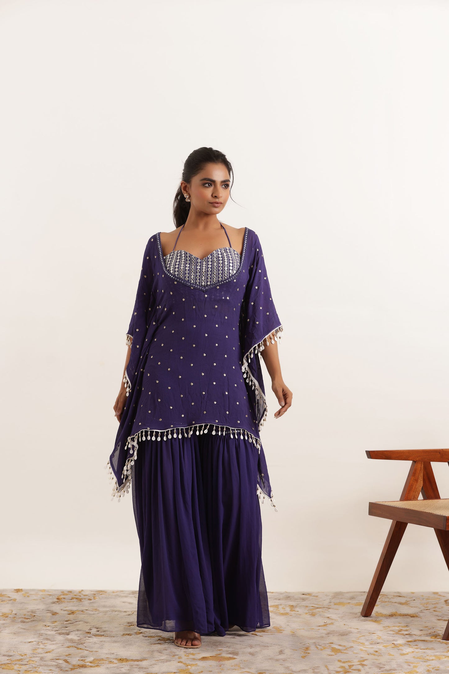 ADRI CYBER GRAPE KAFTAN SHARARA FUSION SET