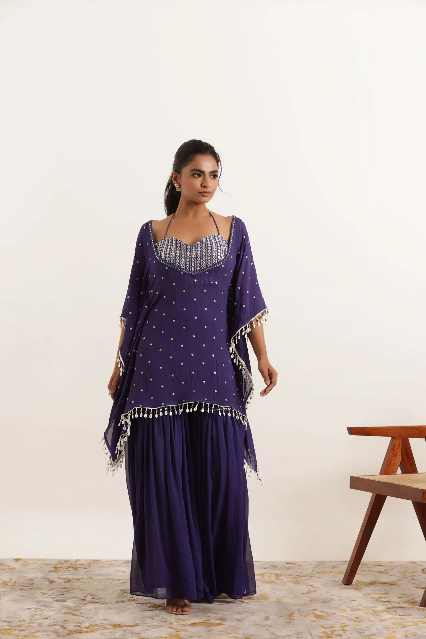 ADRI CYBER GRAPE KAFTAN SHARARA FUSION SET Deasha India