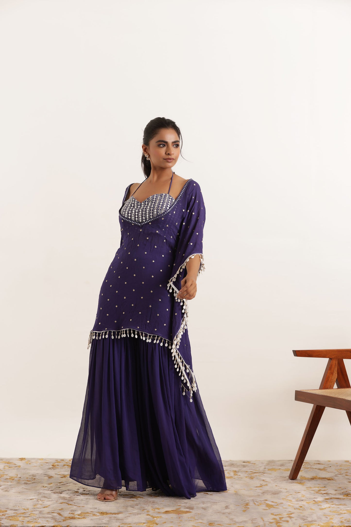 ADRI CYBER GRAPE KAFTAN SHARARA FUSION SET