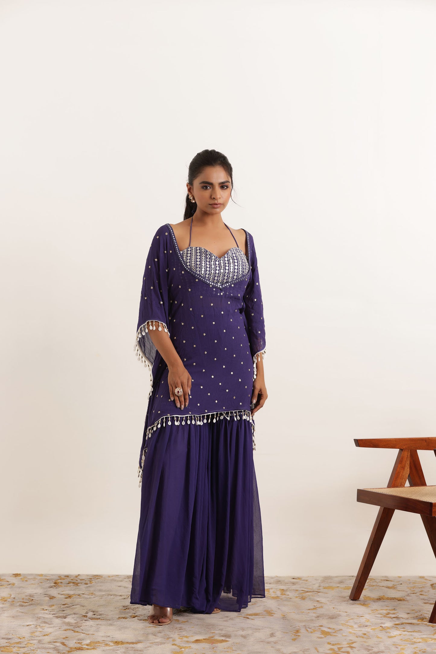 ADRI CYBER GRAPE KAFTAN SHARARA FUSION SET