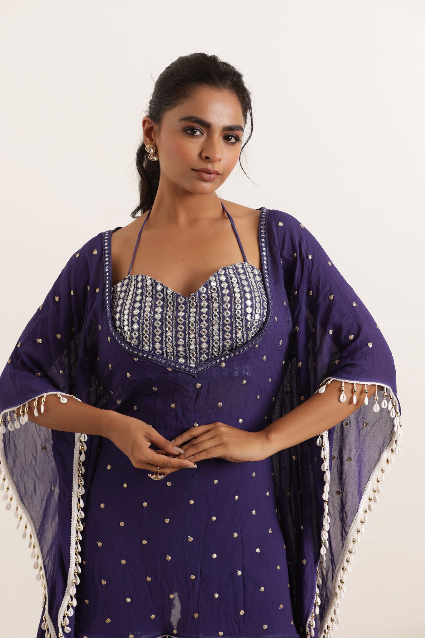 ADRI CYBER GRAPE KAFTAN SHARARA FUSION SET