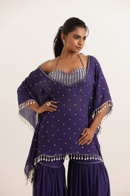 ADRI CYBER GRAPE KAFTAN SHARARA FUSION SET