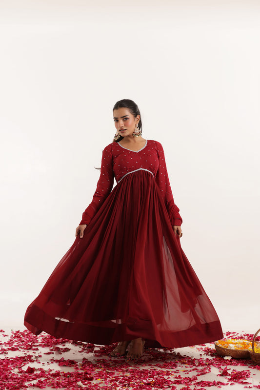 INAYA MAROON RED ANARKALI SET