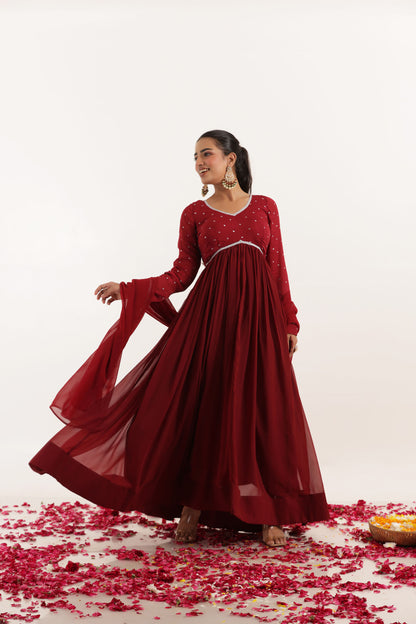 INAYA MAROON RED ANARKALI SET