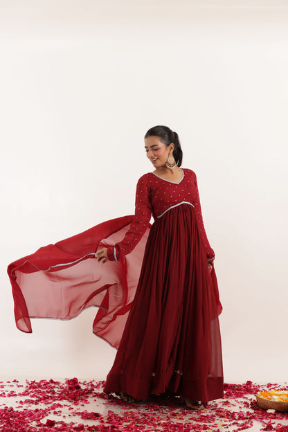 INAYA MAROON RED ANARKALI SET