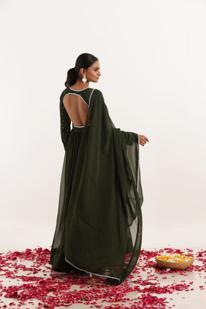 SHAKTI DARK GREEN ANARKALI SET