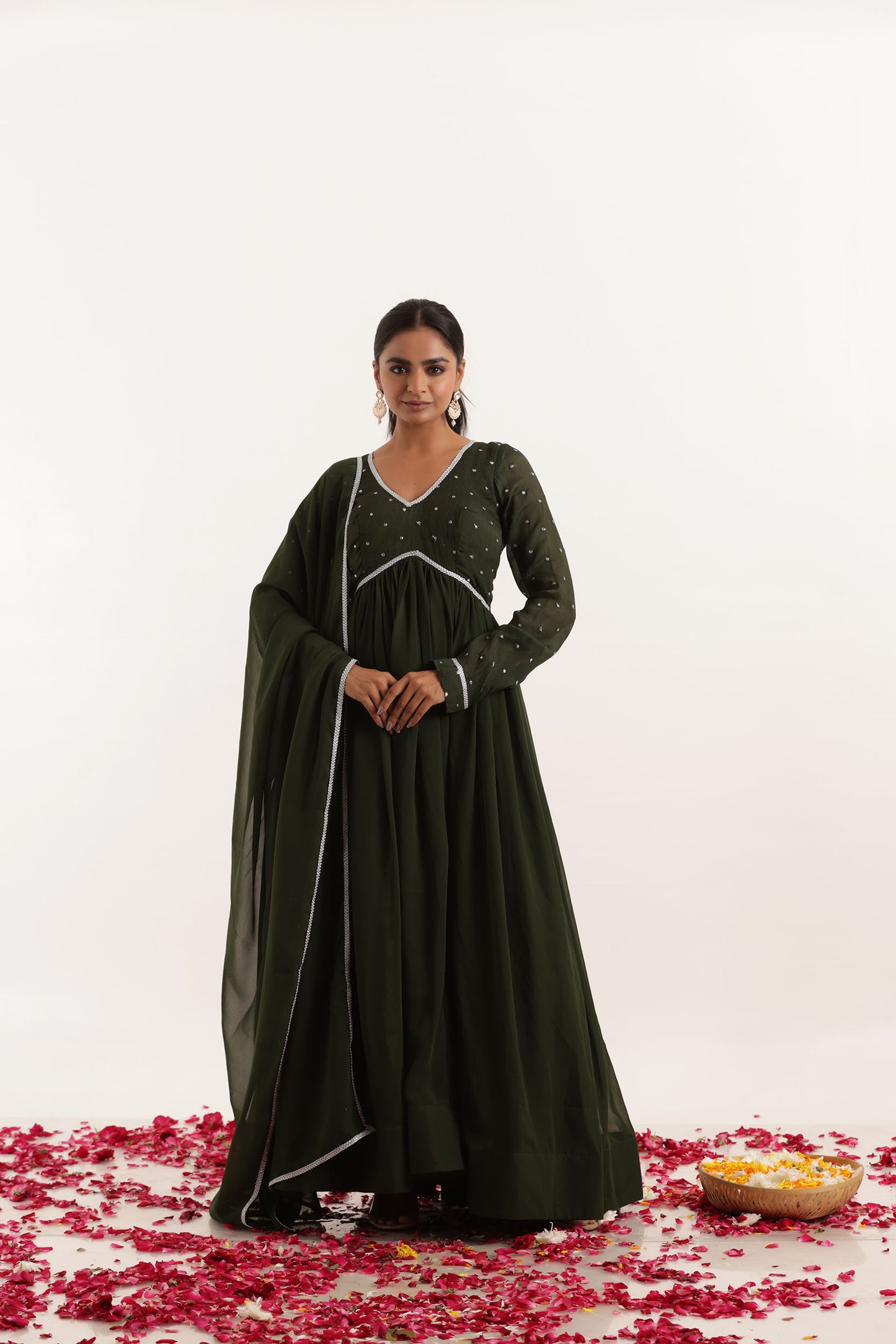 SHAKTI DARK GREEN ANARKALI SET