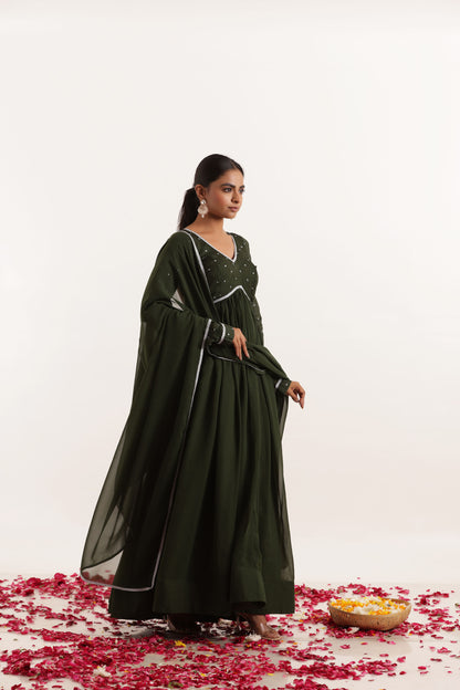 SHAKTI DARK GREEN ANARKALI SET