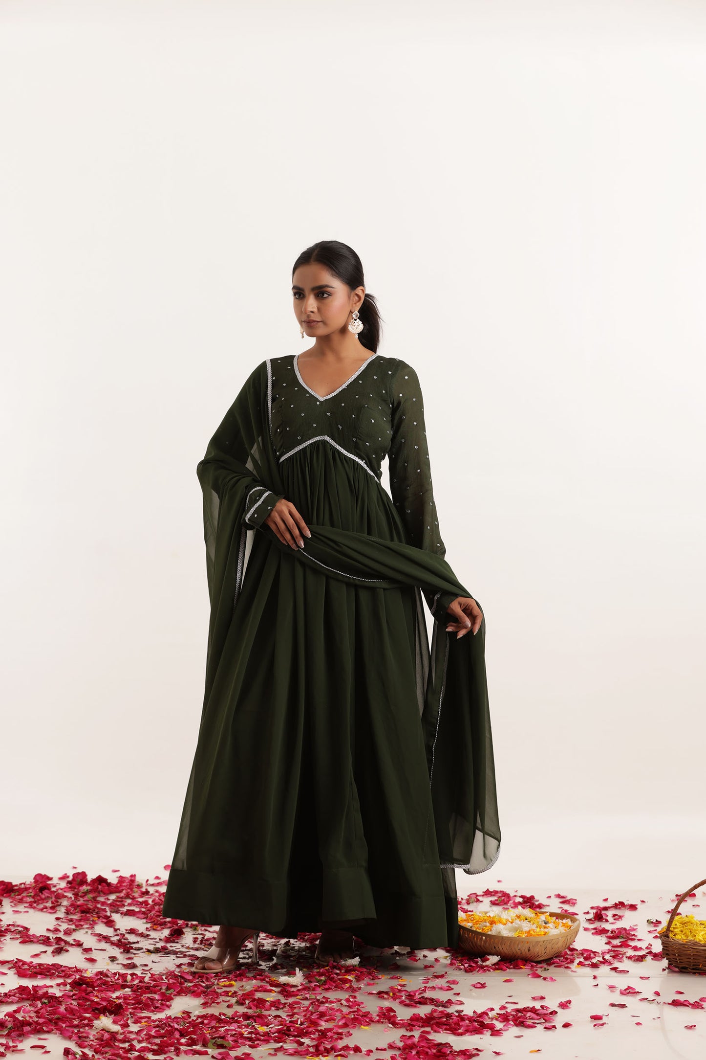 SHAKTI DARK GREEN ANARKALI SET