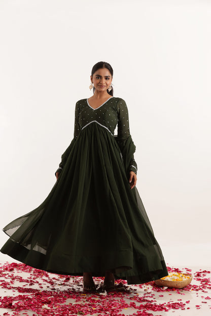 SHAKTI DARK GREEN ANARKALI SET